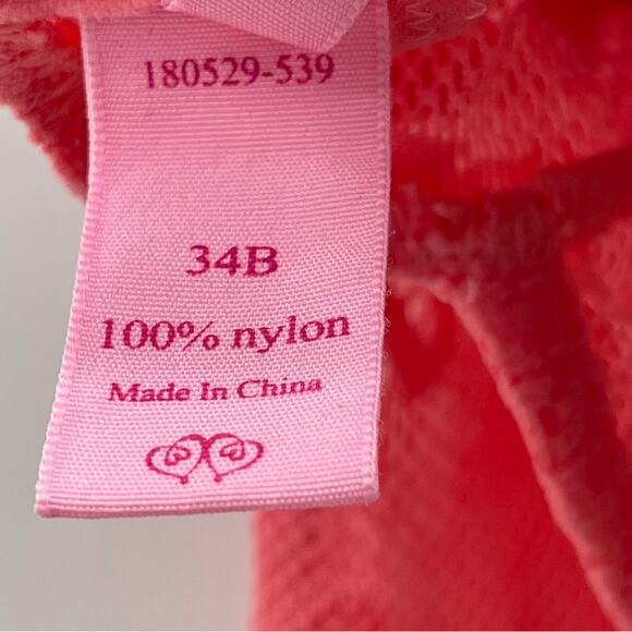 Victoria’s Secret Y2k 2006 Coral Lace Floral Logo Underwire Chemise Lingerie 34B - Picture 10 of 11